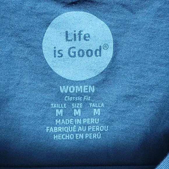 NWT Life Is Good Aqua Classic Fit Crew Neck Long Sleeve Tee Stay Out All Night M - Picture 10 of 10